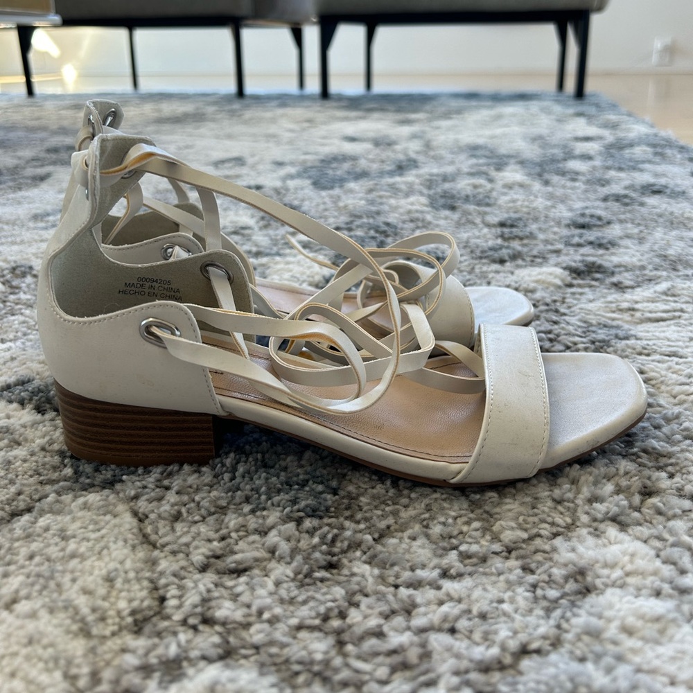 White lace up sandals
